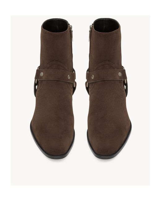 Saint Laurent Brown Wyatt Harness Boots for men