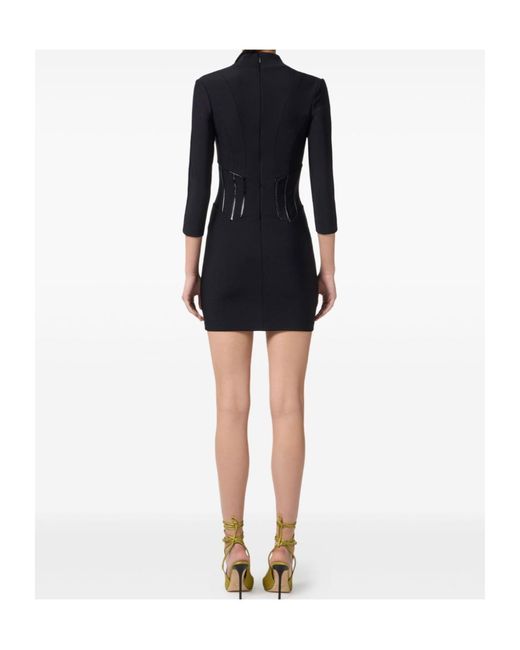 Elisabetta Franchi Black Corset Detail Dress