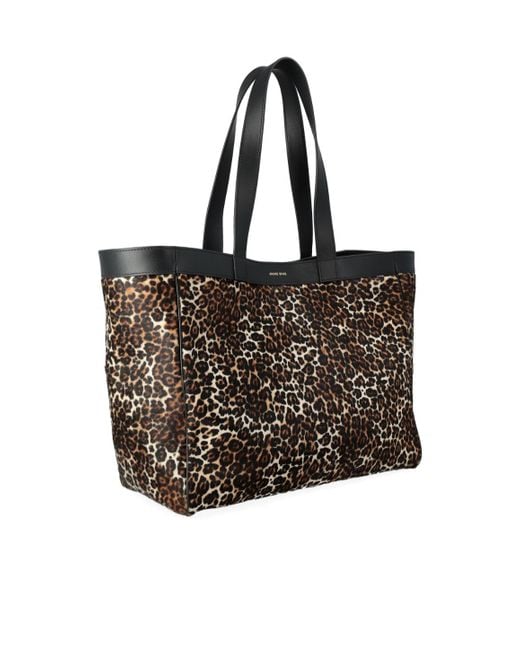 Anine Bing Black Medium Rio Leopard-Pattern Tote Bag