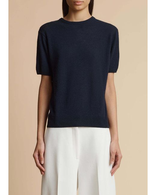 Khaite Blue The Pierre Short-Sleeved Jumper