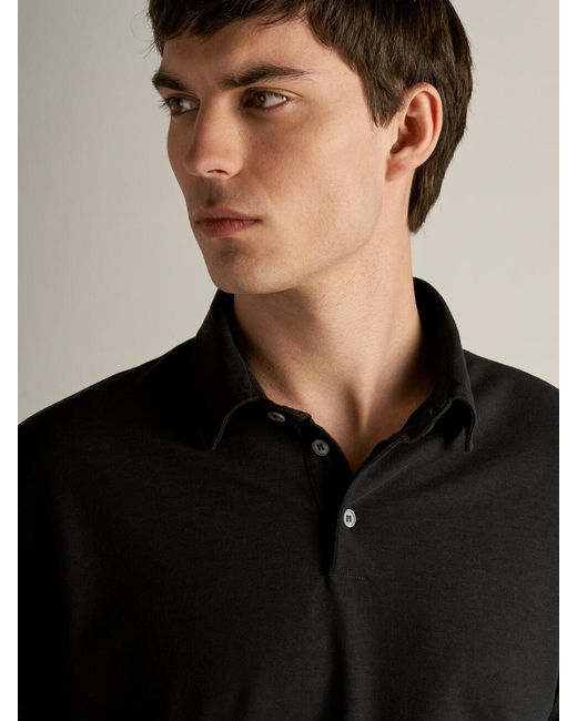 Zanone Blue Ice Button Detailed Long-Sleeved Polo Shirt for men