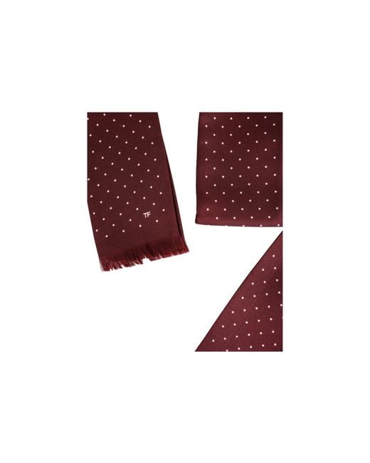 Tom Ford Red Polka Dot Scarf for men
