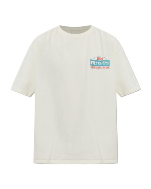 Rhude White Graphic-Print T-Shirt for men