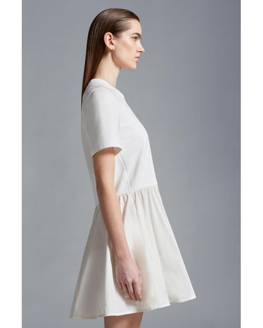 Moncler White Slim Fit Flared Mini Dress