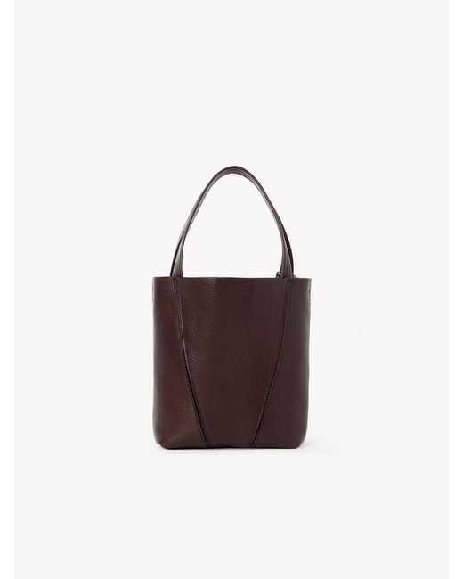 Chloé Brown Chloé Spin Logo Printed Small Top Handle Bag