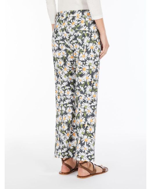 Weekend by Maxmara White Allover Floral Printed Flared Pants