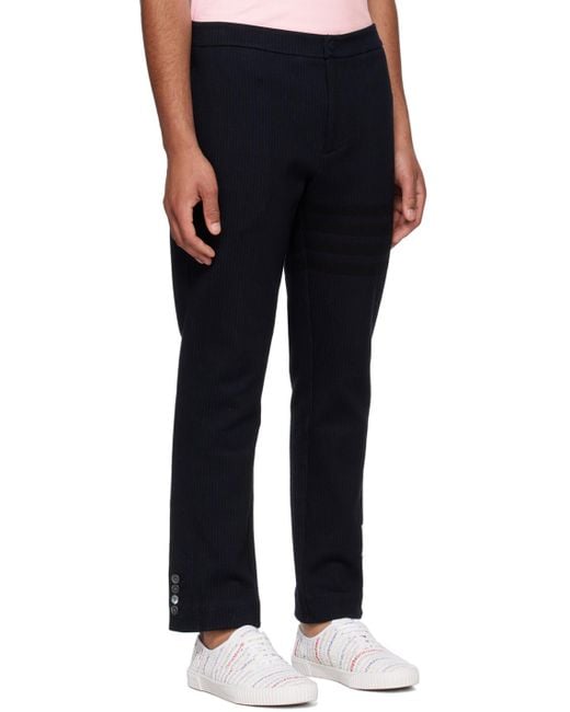 Thom Browne Black Cropped Pinstripe Trousers for men