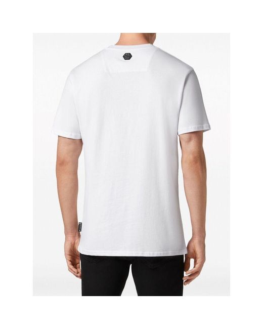 Philipp Plein White Logo Embellished Crewneck T-Shirt for men