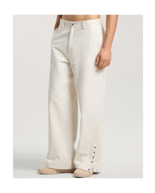 Palm Angels White Wide Leg Trousers for men