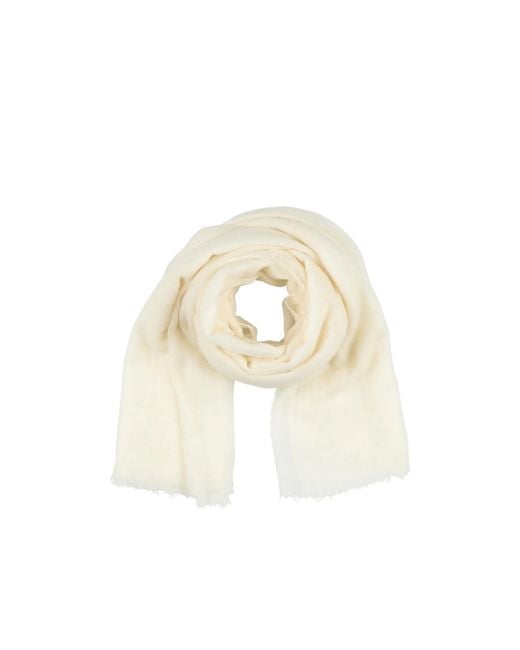 Brunello Cucinelli White Solid-Color Cashmere Scarf