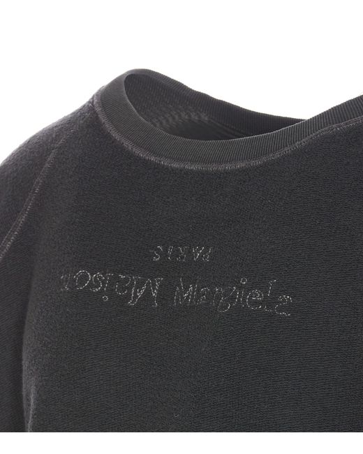 Maison Margiela Black Logo Embroidered Sweatshirt for men