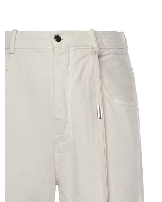 Ann Demeulemeester White Belted Straight-Leg Pants for men