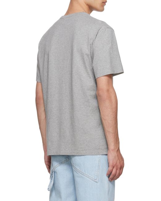 Maison Kitsuné Gray Embroidered-Logo Pocket T-Shirt for men