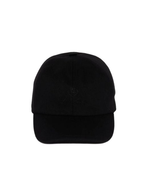 Loro Piana Black Logo Embroidered Cap for men