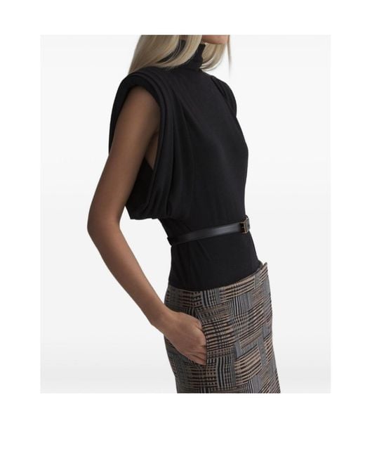 Mugler Black Jersey Frame Top