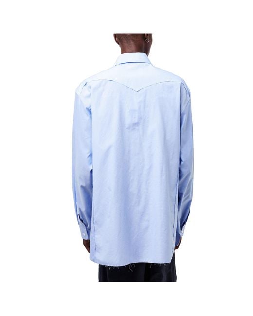 Maison Margiela Blue Light Collared Long-Sleeve Shirt for men
