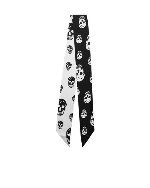 McQueen White Simple Silk Scarf