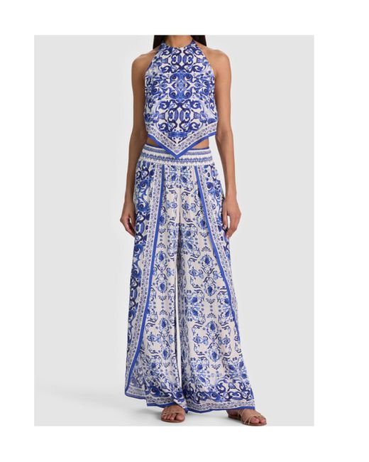 Alice + Olivia Blue Frenchie Handkerchief Halter Top