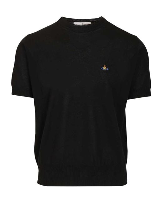 Vivienne Westwood Black Orb Embroidered Alex T-Shirt for men