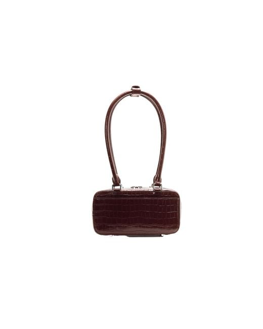 Self-Portrait Brown Embossed Mini Shoulder Bag