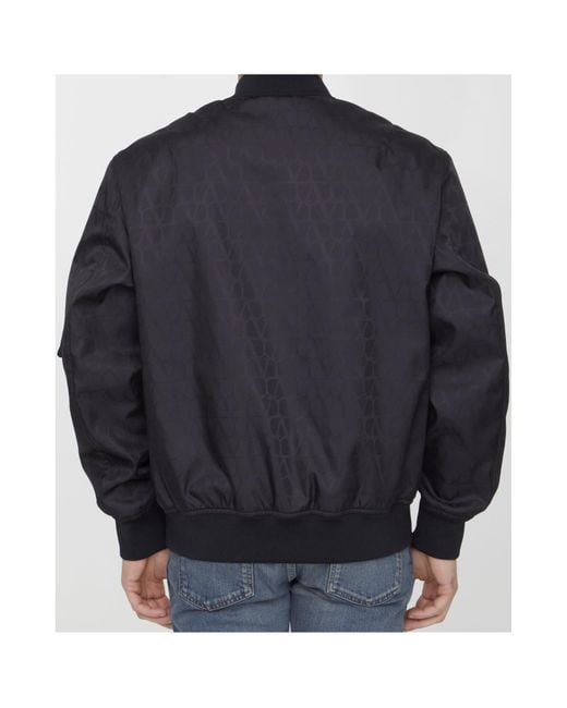Valentino Black Toile Iconographe-Jacquard Zip-Up Bomber Jacket for men