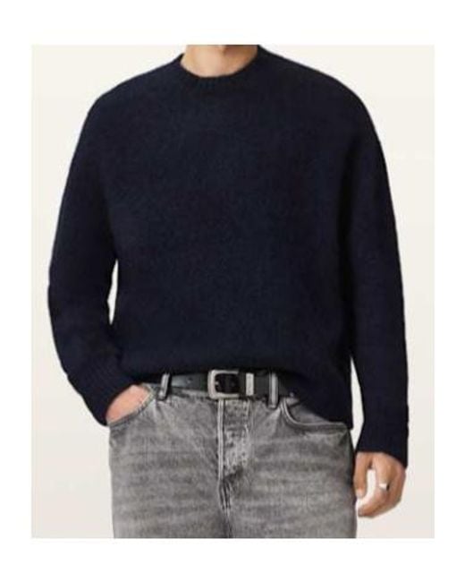 AllSaints Blue Coby Oversized Wool Blend Sweater for men