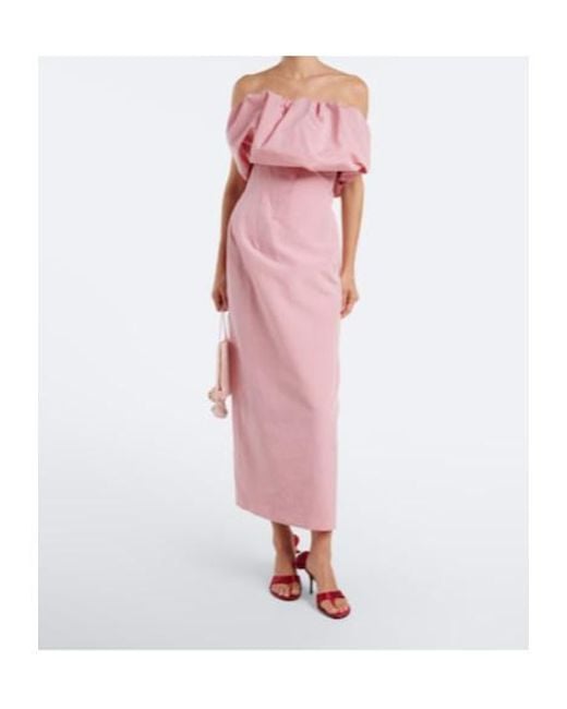 Magda Butrym Pink Off-Shoulder Cotton And Silk Midi Dress