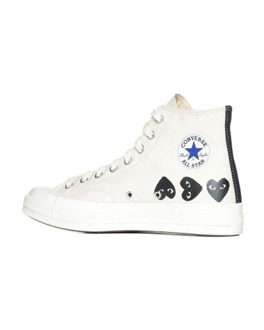 Comme des Garçons White Printed High-Top Sneakers