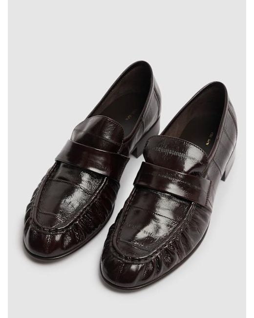 The Row Black Round Head Loafer Shoes