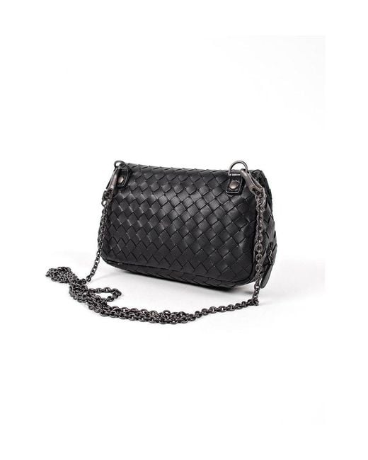 Bottega Veneta Black Nero Intrecciato Nappa Messenger Bag