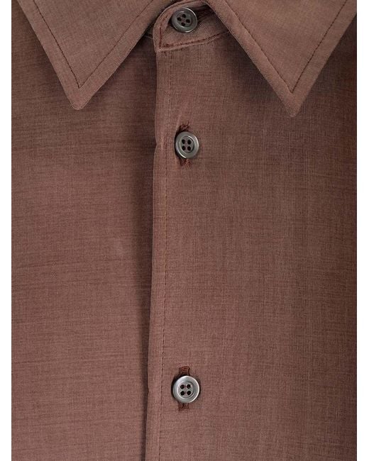 Magliano Brown Braid-Detailed Long-Sleeved Shirt for men