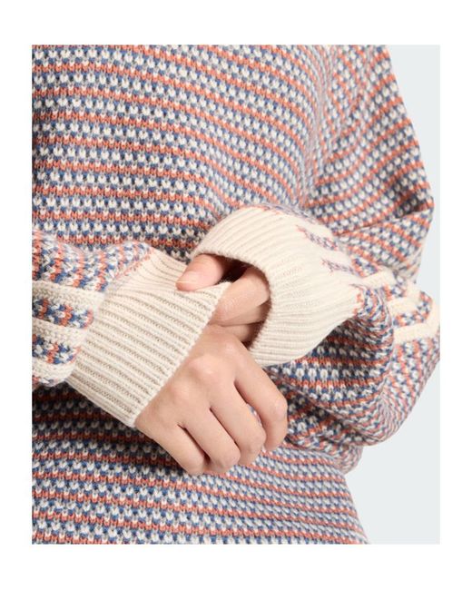 Adidas Originals Multicolor Trefoil-Embroidered 3-Stripes Sweater
