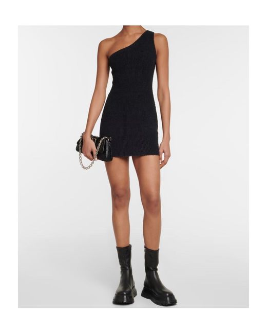 Wardrobe NYC Black Ribbed One-Shoulder Dress
