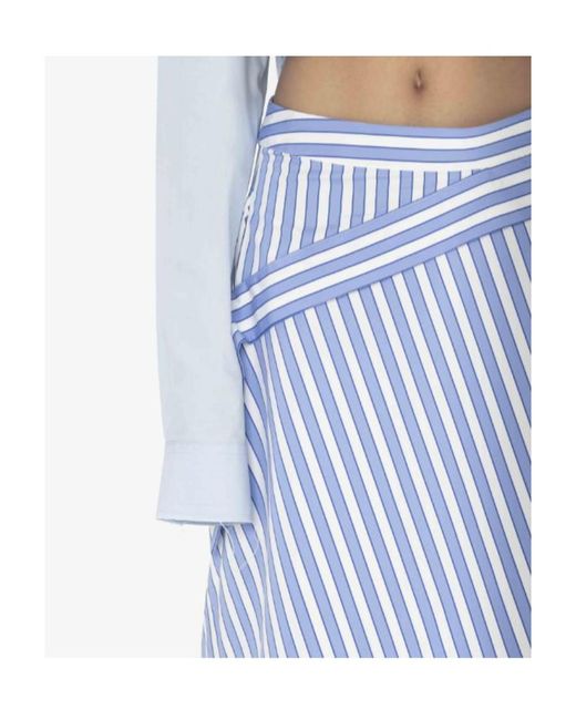 J.W. Anderson Blue Jw Anderson Striped Asymmetric Mid-Rise Skirt