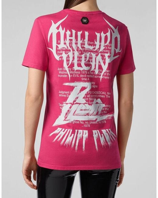 Philipp Plein Pink Logo Details T-Shirt