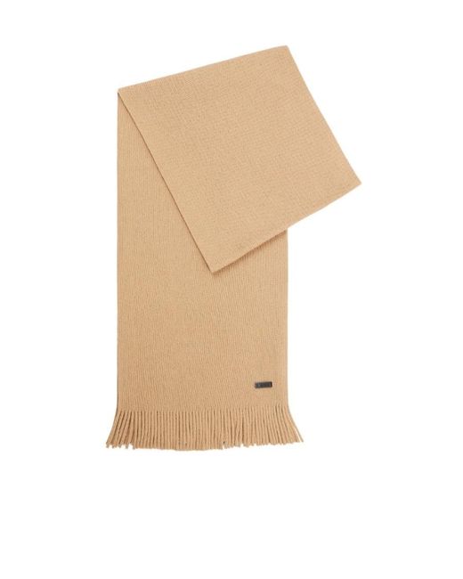 Boss White Boss Logo Patch Knitted Scarf for men