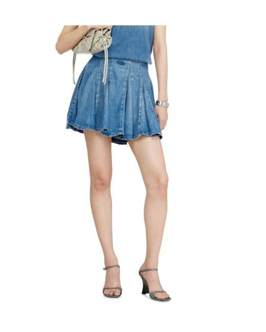 DIESEL Blue De-Spiki-S Short Pleated Skirt