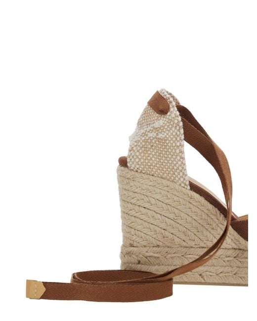 Castaner Brown Straw-Woven Wedge Heels