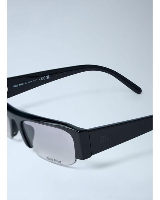 Miu Miu White Rectangular Acetate Sunglasses