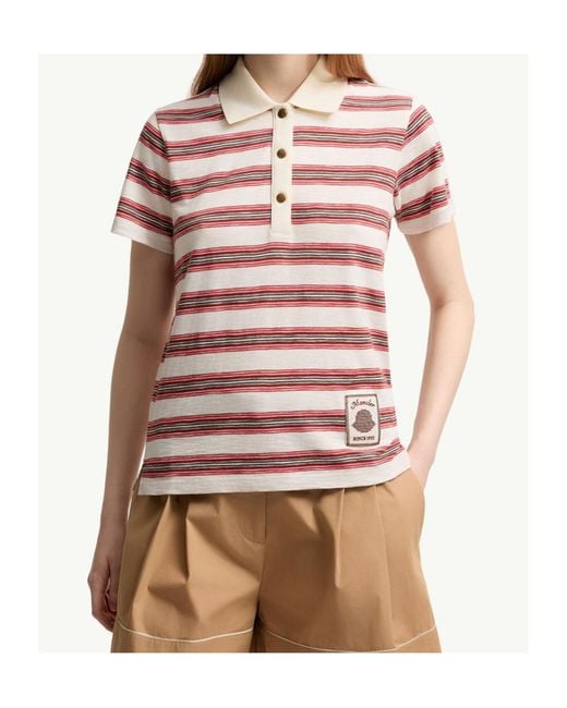 Moncler Pink Striped Polo Shirt