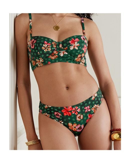 Ulla Johnson Green Dani Printed Bikini Briefs