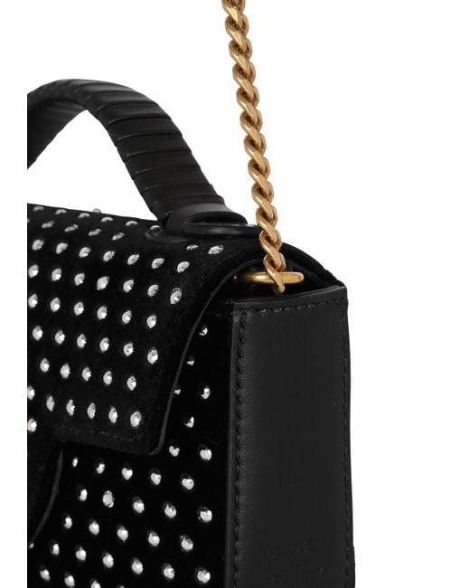 Balmain Black B-Buzz Mini Velvet And Crystal Bag