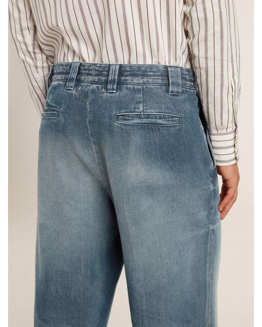Golden Goose Deluxe Brand Blue Straight-Leg Distressed Jeans for men