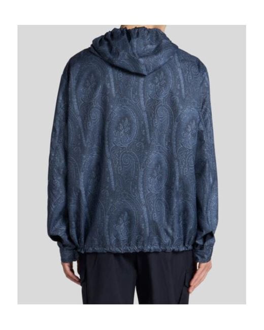 Etro Blue Paisley-Print Jacket for men