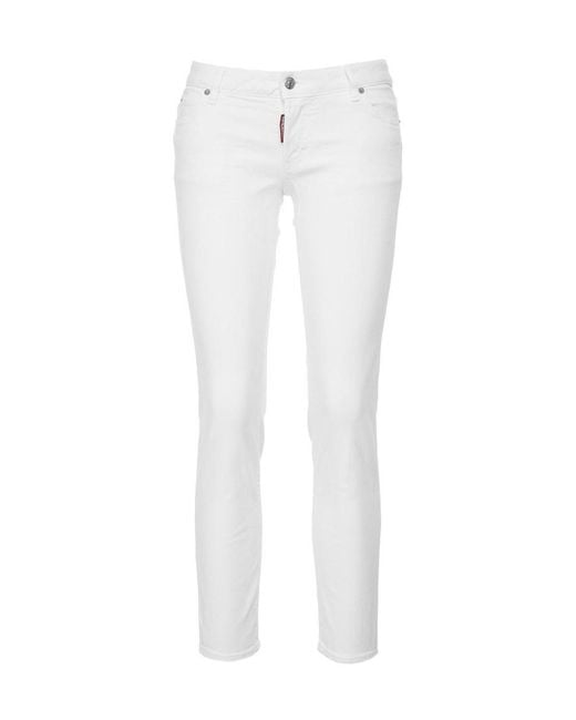 DSquared² White Low-Rise Stretched Jeans