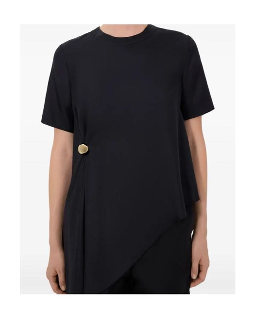 Loulou de Saison Blue Madea Draped Asymmetric Top