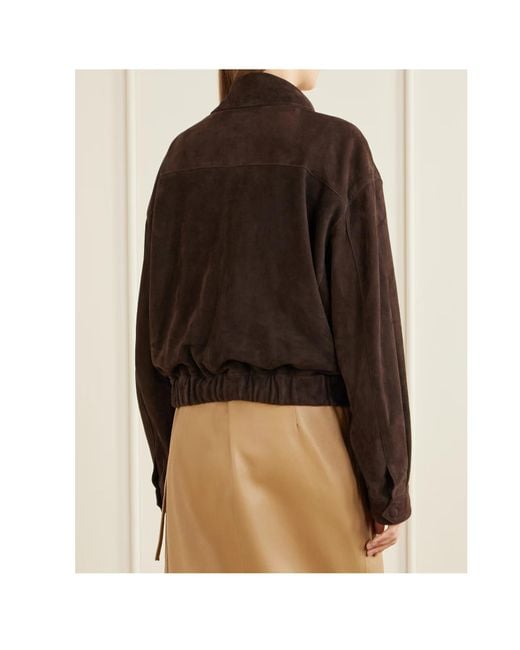 Nour Hammour Brown Long-Sleeved Leather Jacket