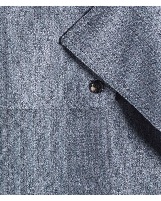 Bottega Veneta Blue Wool And Mohair Trench Coat