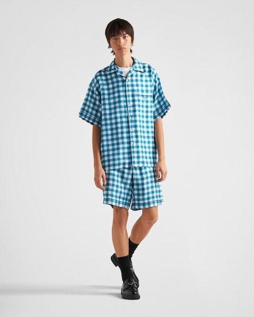 Prada Blue Checkered Shorts for men