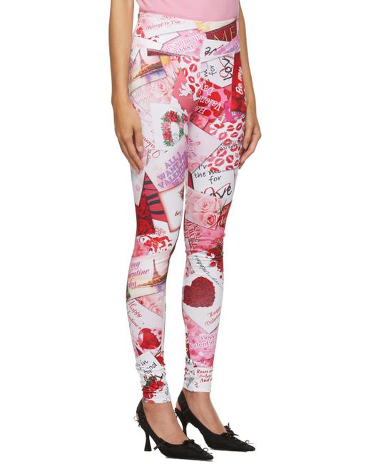 Balenciaga Red Patchwork Printed Leggings